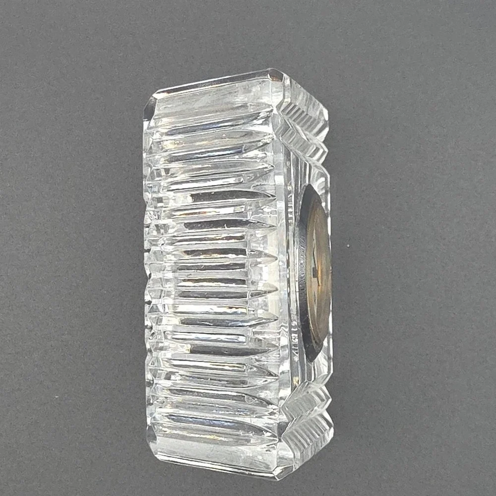 Waterford Crystal Desk Clock Small Rectangular Quartz Vintage Home Decor Clear